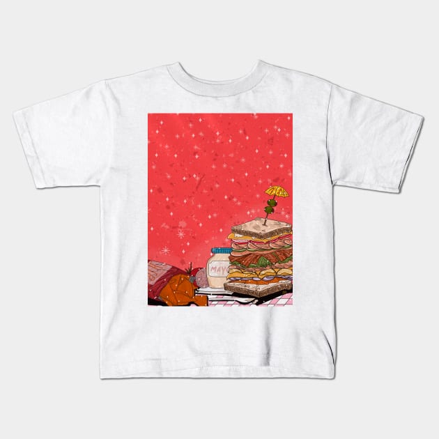 A 16  Layer Lunch Kids T-Shirt by DejaDoodlesArt